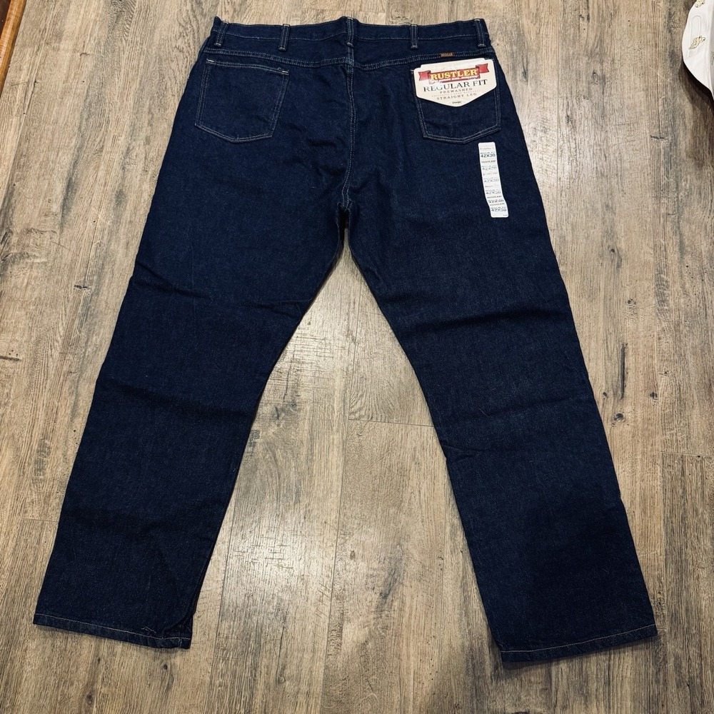 NWT Vtg Wrangler Rustler 87621PW  42 X 30 Regular Straight Fit Dark Jeans USA